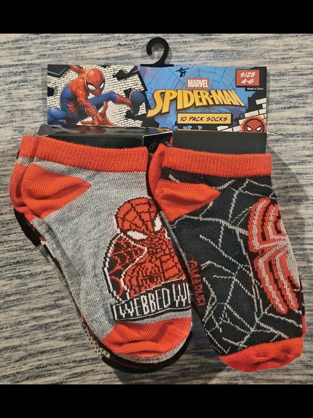 Spider-Man Boys' Red & Gray Athletic Ankle Socks - 10 Pack